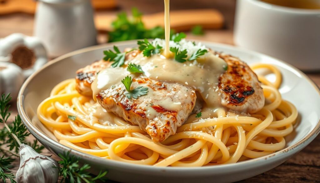 Creamy Garlic Chicken Parmesan Pasta sauce