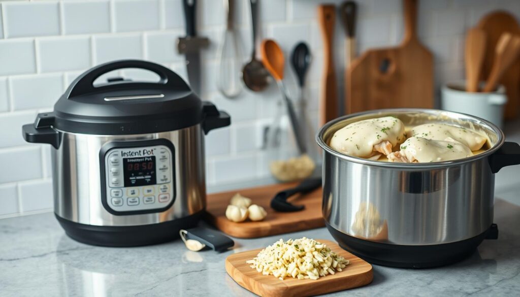 Instant Pot Chicken Alfredo Cooking Process