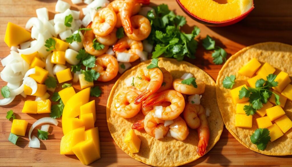 Spicy Mango Shrimp Tacos Preparation